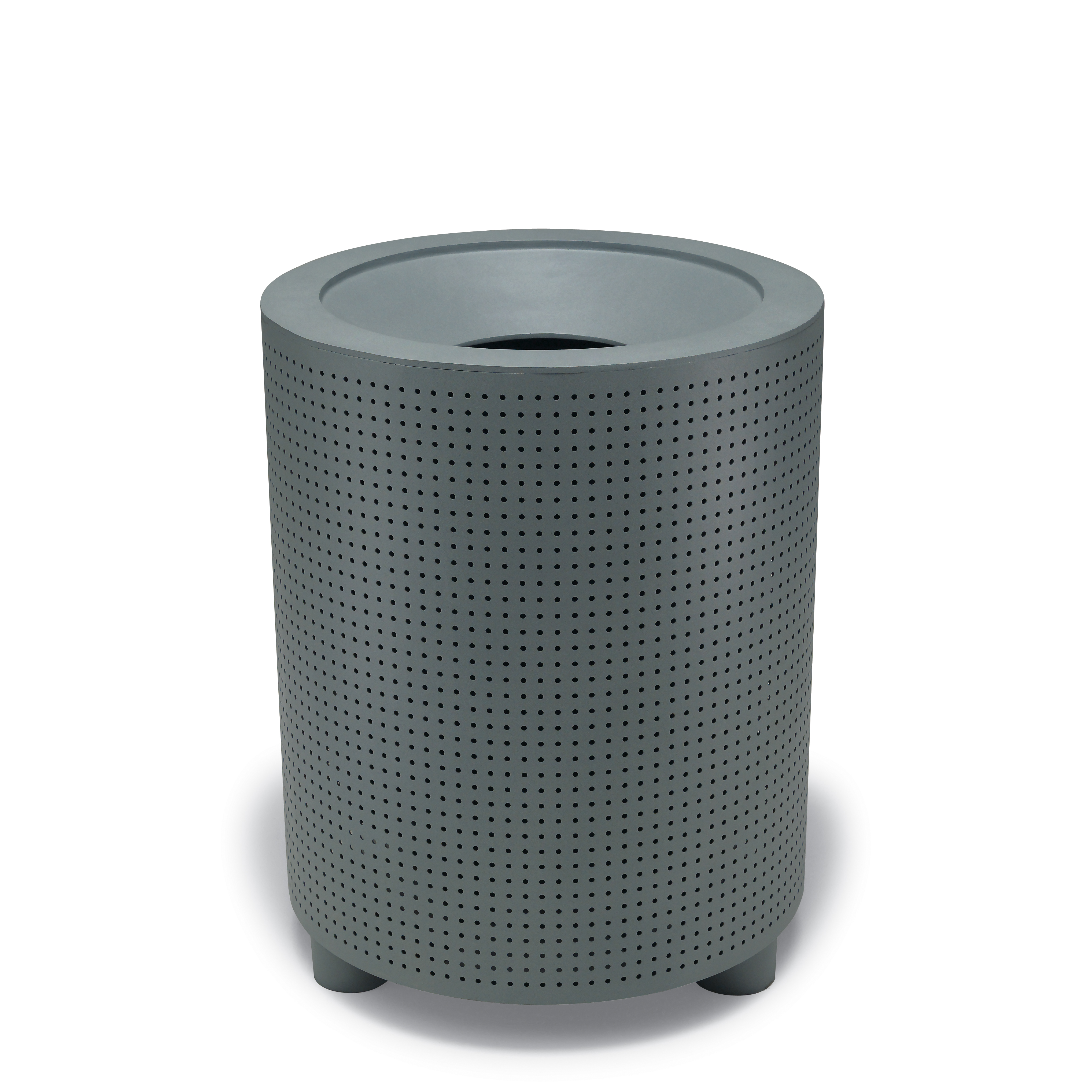 UrbanScape Style E Round Perforation Trash Receptacle with Open Top