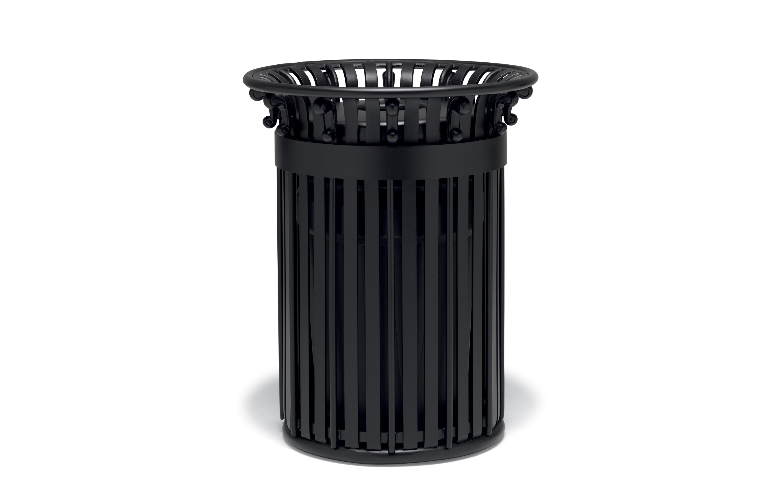 UrbanScape Style I Aluminum Slat Trash Receptacle with Open Top