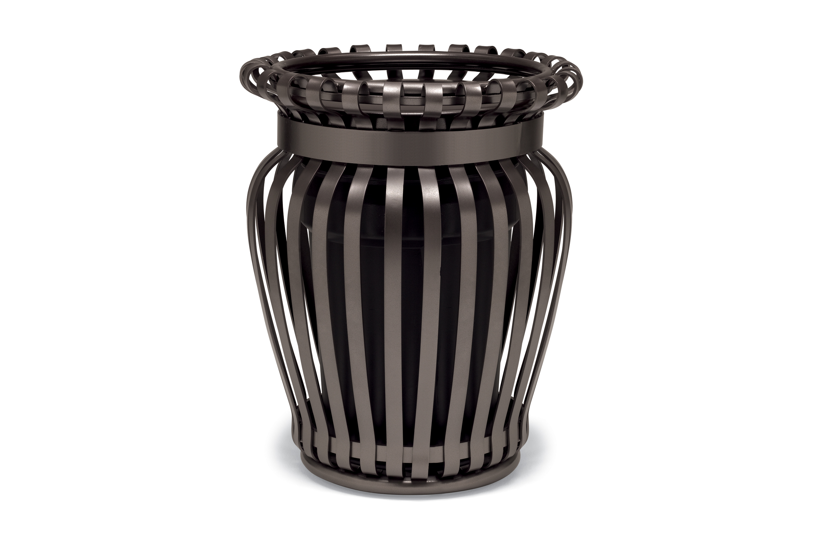 UrbanScape Style K Steel Strap Trash Receptacle with Open Top