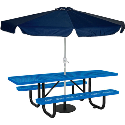 8' Rectangular ADA Compliant Expanded Steel Picnic Table with (2) Bench ...