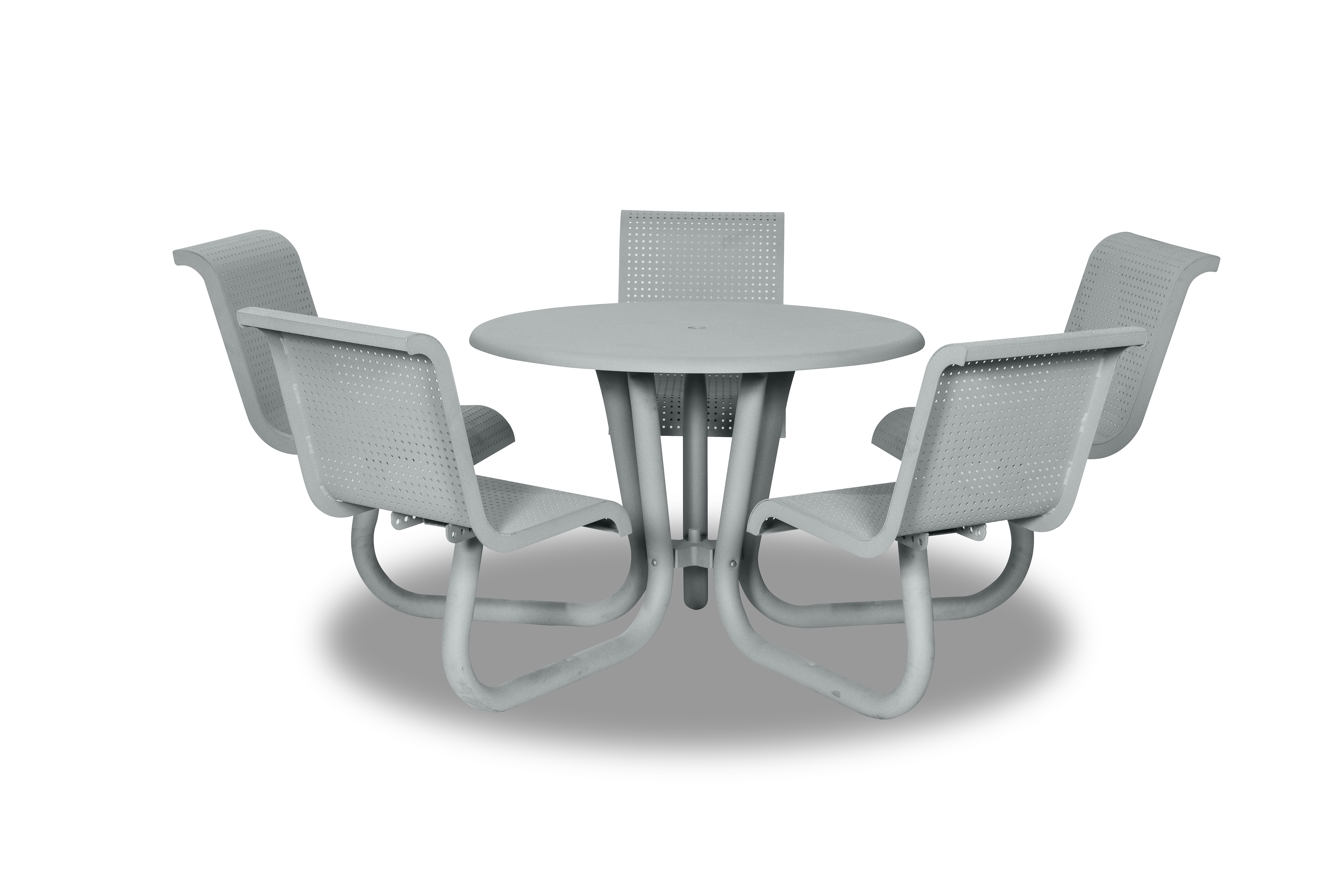Portage 42 Inch Round Table with 5 Attached Contour Seats